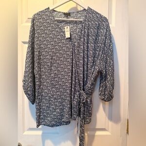 Talbots Blue and White Floral Blouse